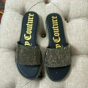 Juicy couture pewter crystal embellished sandals